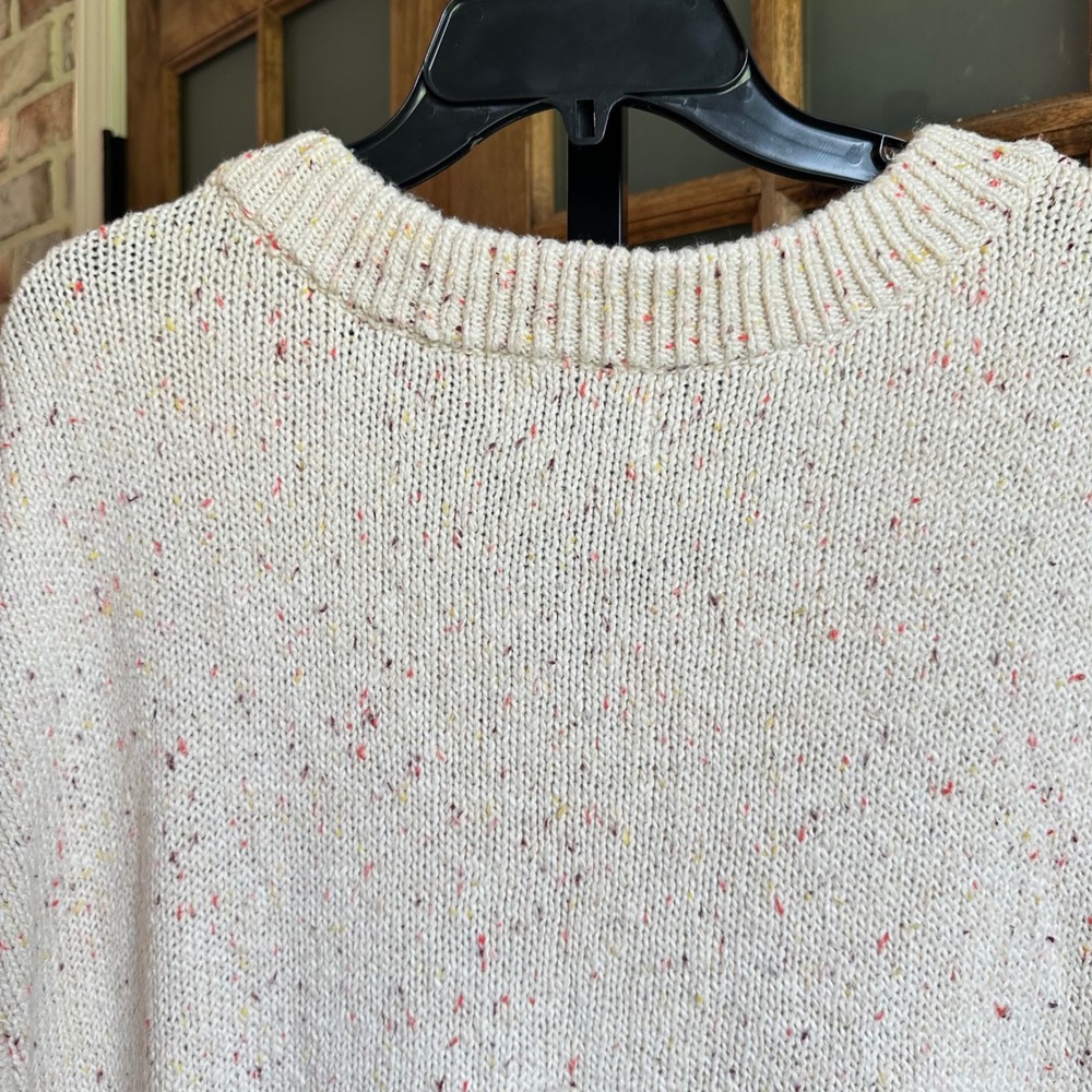 Old Navy Sweater Women 2X Cream Confetti Speckled V-Neck Oversized Tunic Knit‎ - Picture 9 of 9